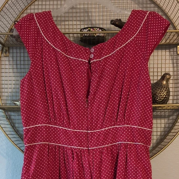 Charming Retro Red Polka Dot Dress By Emily & Fin, Sz L - Picture 4 of 5